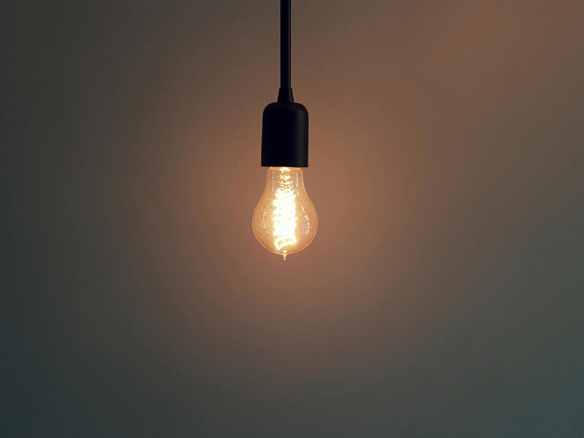 a lit lightbulb